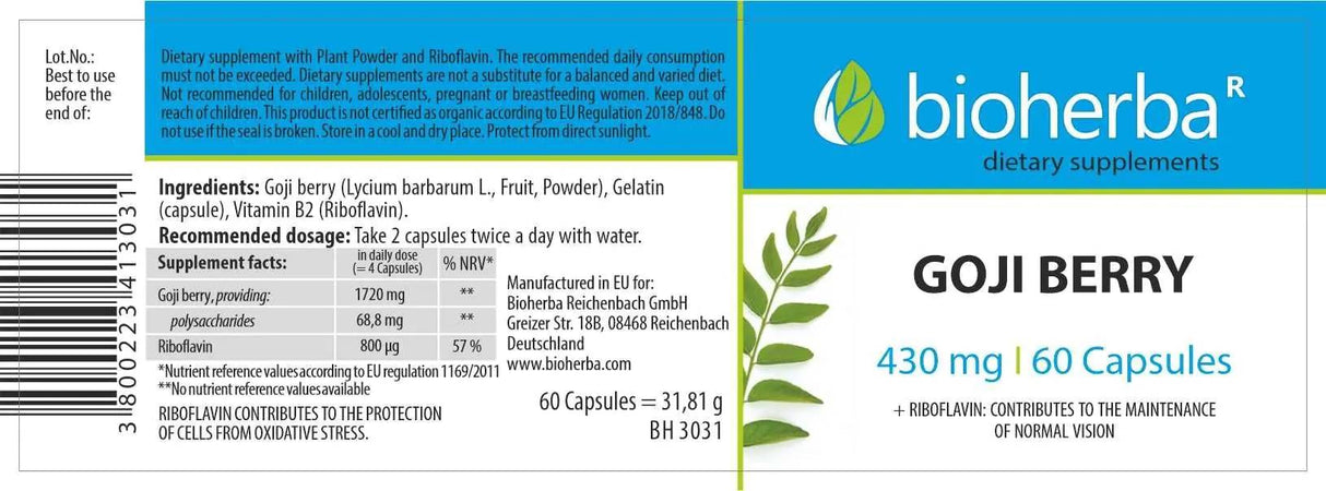 Goji Berry 430 mg - 60 kapsúl
