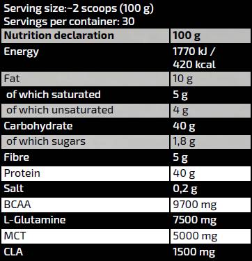 Zlatá čiara/ovsené jedlo/s bielkovinami, BCAA, glutamín, MCT - 3000 gramov