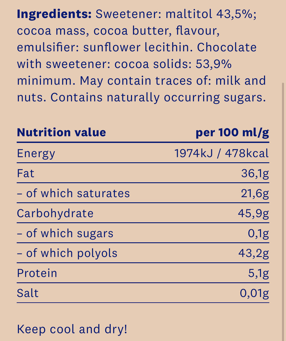 <tc>HealthyCo</tc> tmavá prírodná čokoláda 100 gramov - bez pridaného cukru a bez palmového oleja