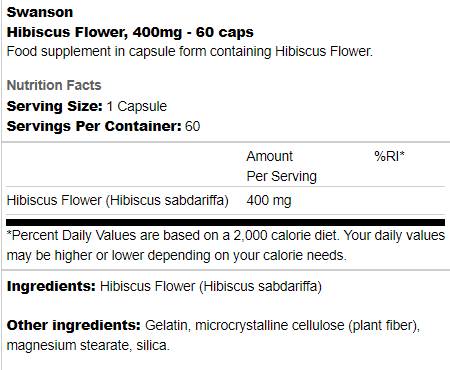 Hibiscus kvet 400 mg 60 kapsúl