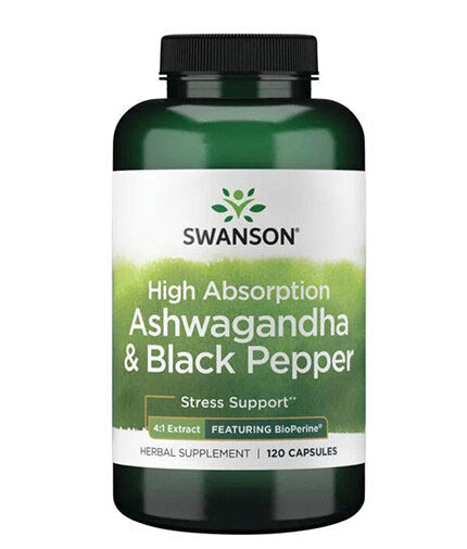 Vysoká absorpcia Ashwagandha a čierne korenie Predstavovať bioperín - 120 kapsúl