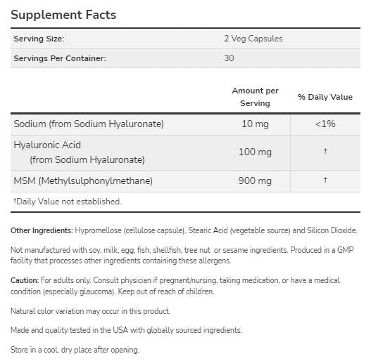 Kyselina hyalurónová 50 mg | s MSM - 120 kapsúl