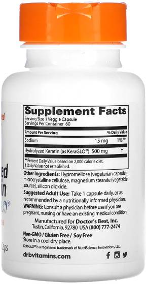 Hydrolyzovaný keratín 500 mg | s Keraglo® - 60 kapsúl