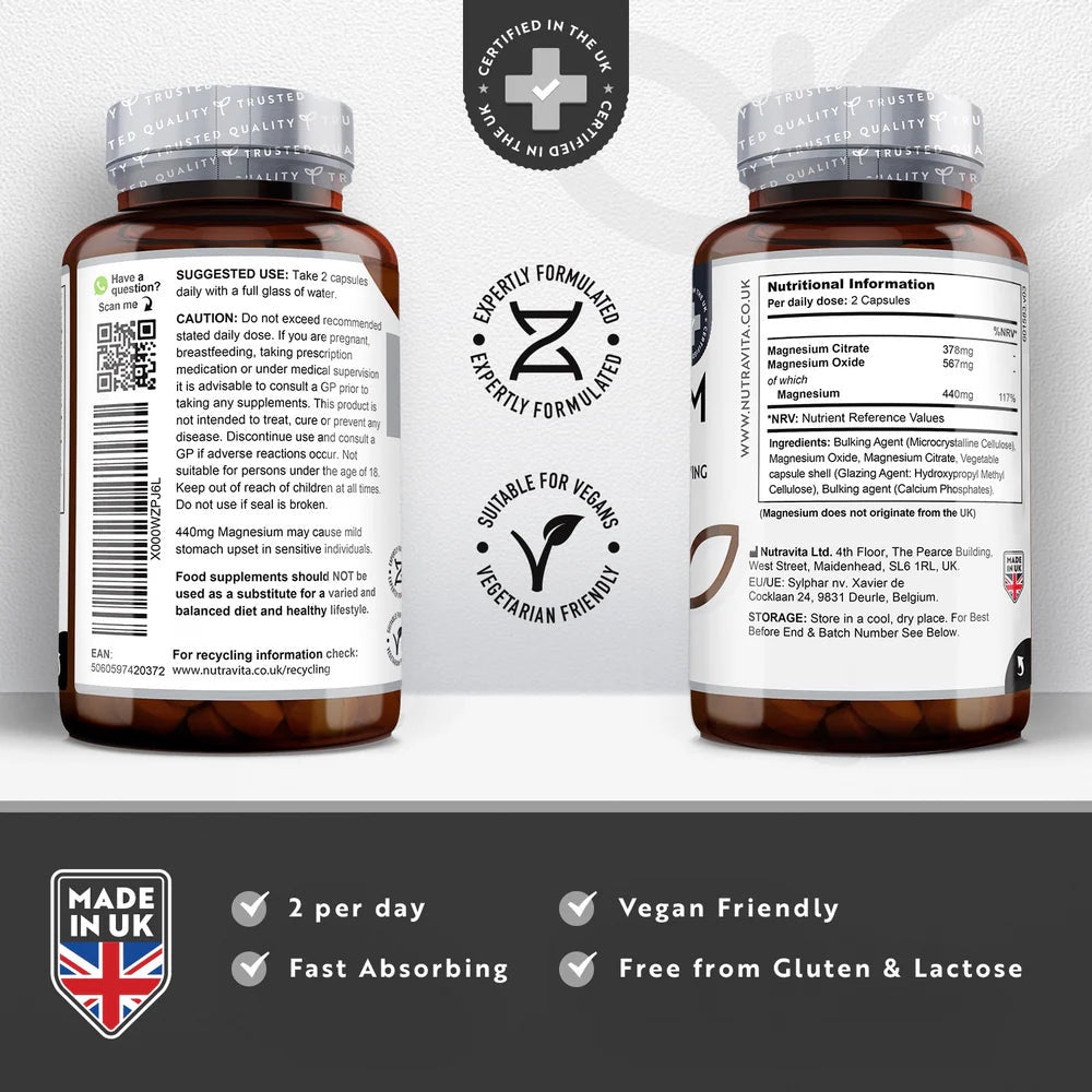 Magnesium 220 mg (two-component) - 180 capsules - Nutra Best Europe