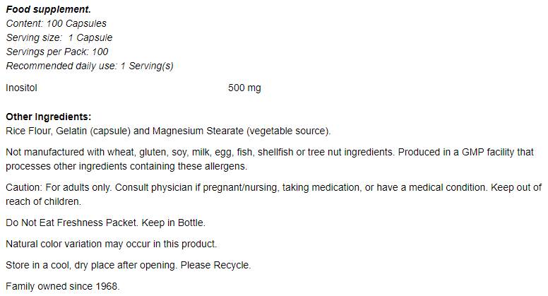 Inositol 500 mg - 100 kapsúl