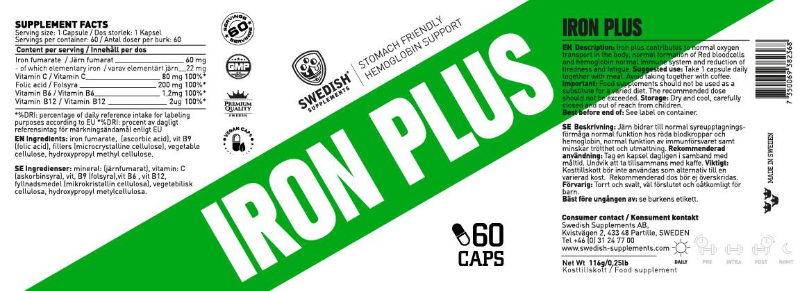 Železo plus / s kyselinou vit c & listovou / - 60 kapsúl