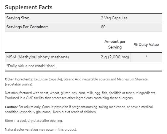 MSM 1000 mg - 240 kapsúl