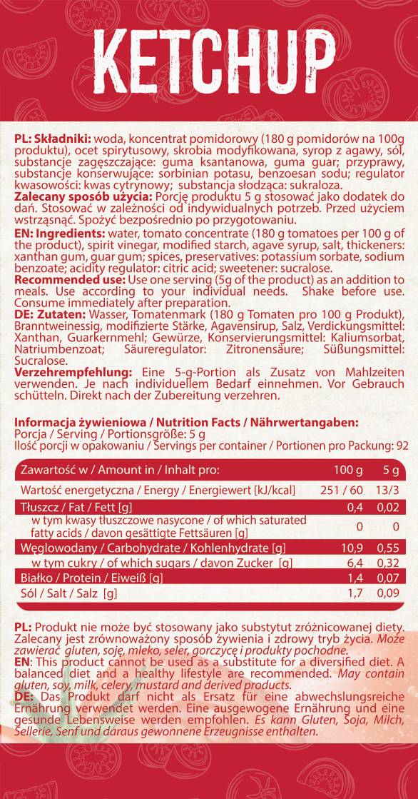 Kečupová omáčka Nízka kalória - 460 ml