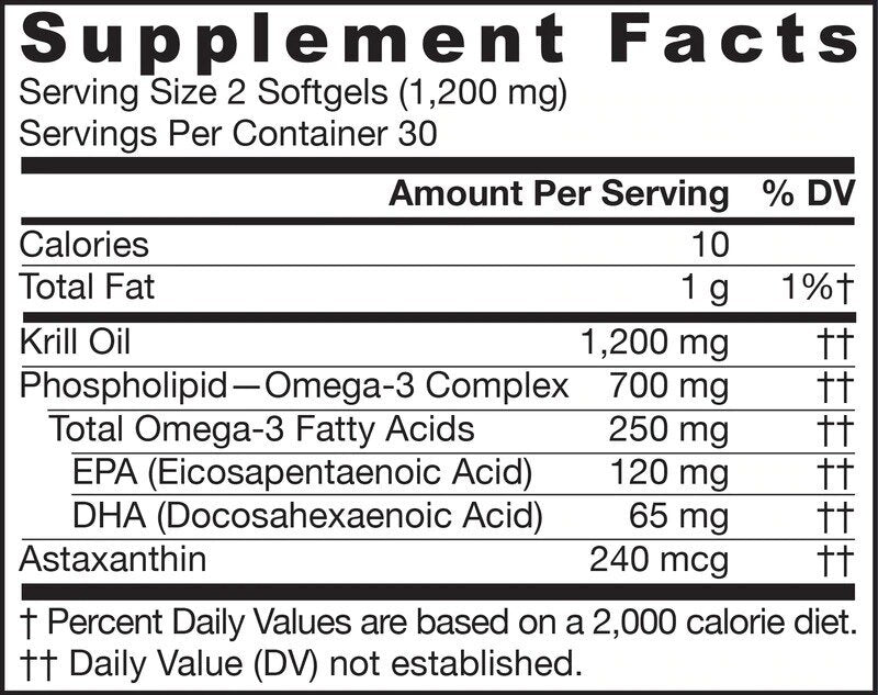 Krill Oil 1200 mg - Krill Oil 60 SoftGels