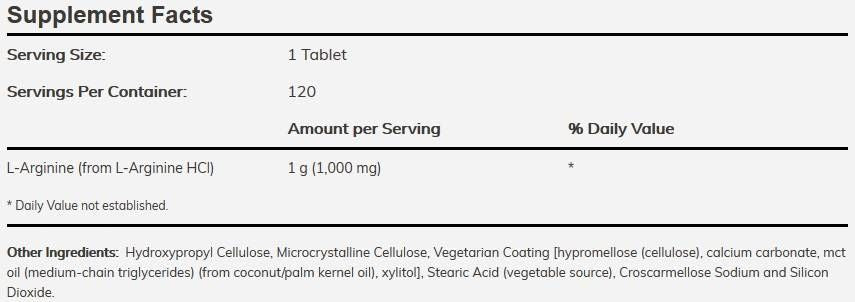 L -arginín 1000 mg / dvojitá sila - 120 tabliet