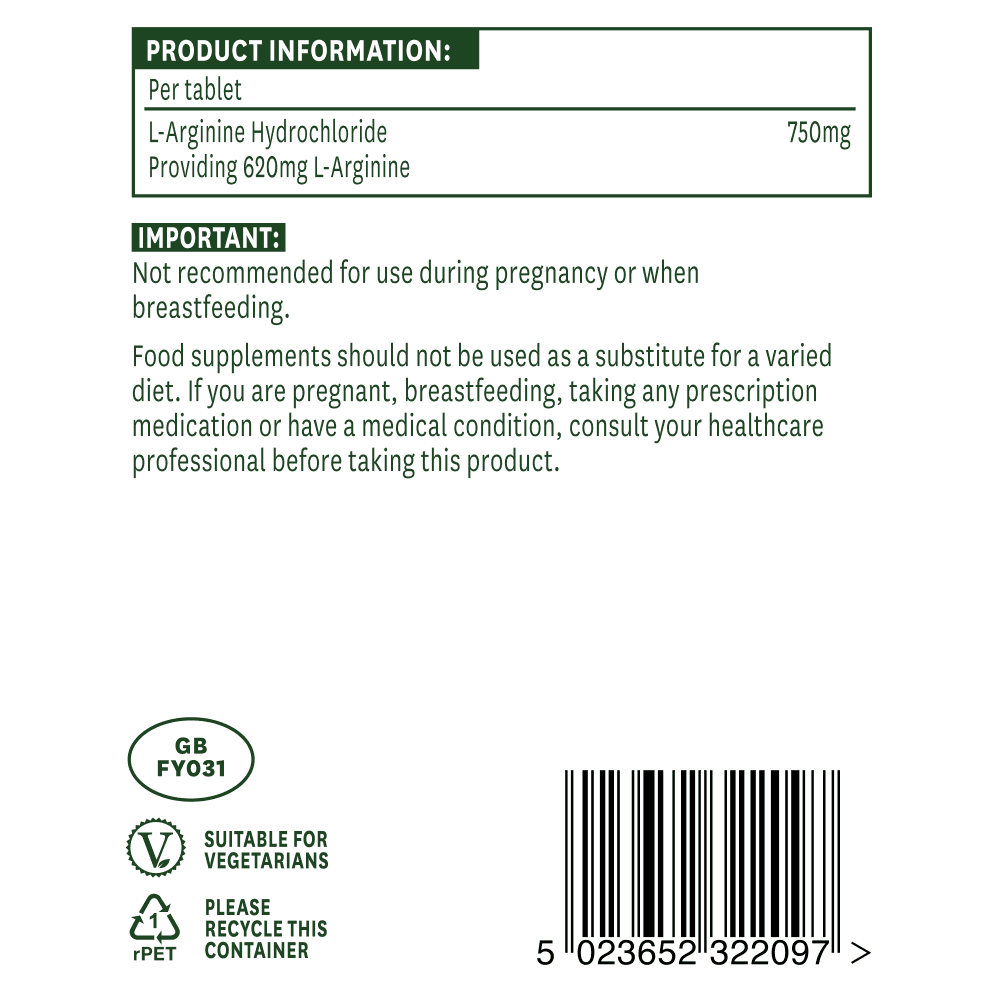 L-arginín (L-arginín HCI) 750 mg 90 tablety Natures Aid