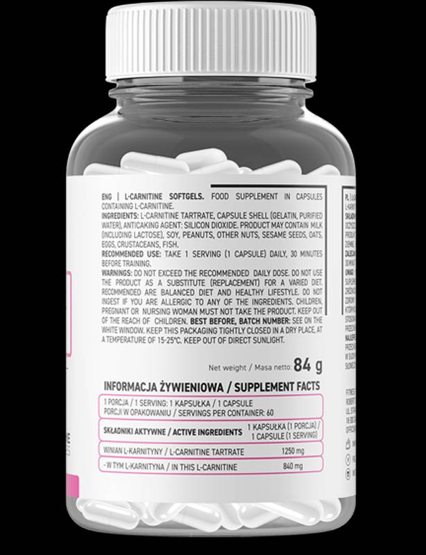L-karnitín 1250 mg 60 kapsuly