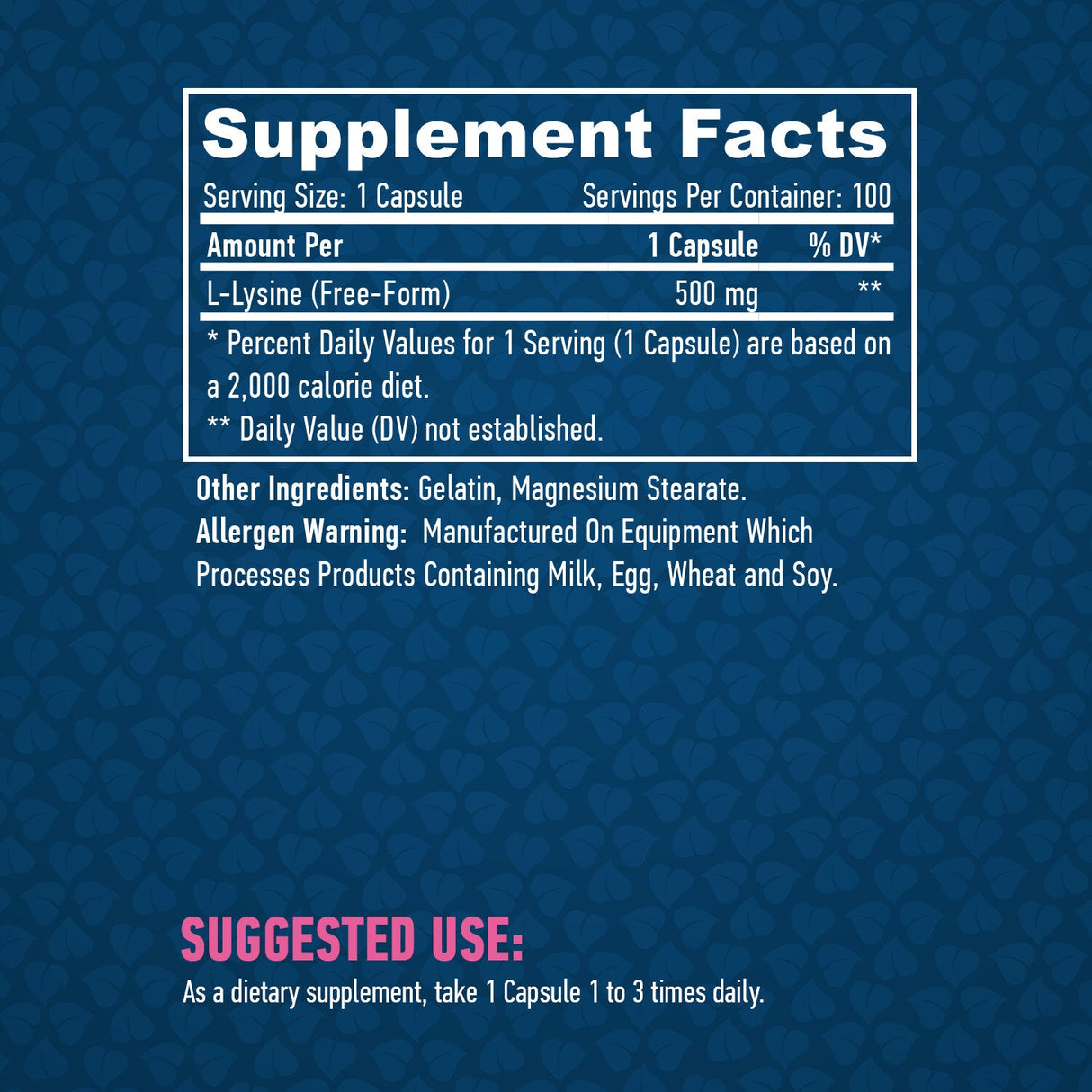 L-lyzín 500 mg. / 100 Vcaps.