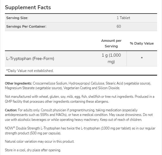 L-tryptofan 1000 mg | Dvojitá sila - 60 tabliet