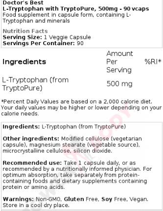 L-tryptofan 500 mg | S tryptopure - 90 kapsúl