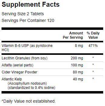 Lecitín, kelp, b -6 a jablčný ocot 428 mg - 240 tabliet
