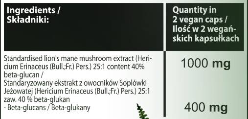 Lionova hriva 40% beta -glukáni - 60 kapsúl