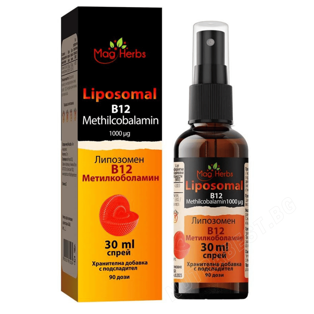 Lipozomálny vitamín B12 sprej Metylkobalamín 1000 µg <tc>MagHerbs</tc> /30 ml, 90 dávok/
