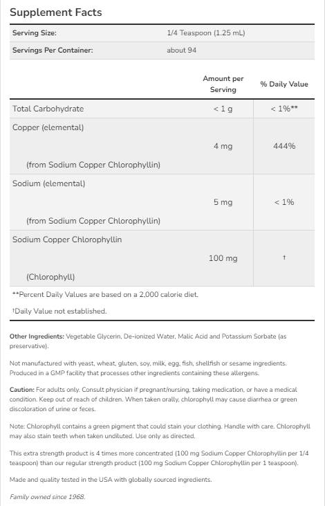 Tekutý chlorofyl Extra sila - 118 ml