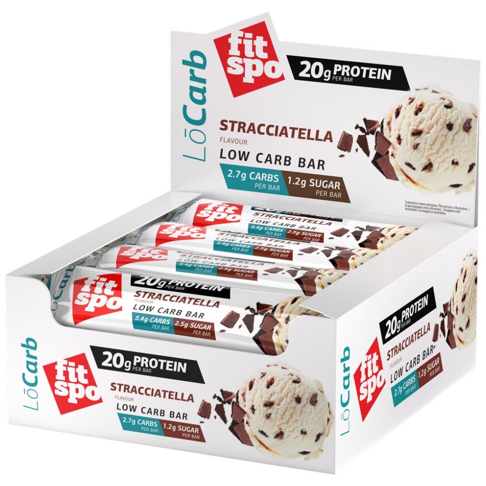 Nízke proteínové tyčinky s nízkym obsahom sacharidov | Keto priateľská Stracciatella - 12 x 60 gramov
