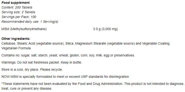 MSM 1500 mg - 200 tabliet