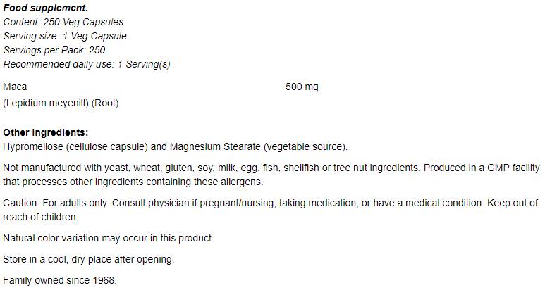 Maca 500 mg - 250 kapsúl
