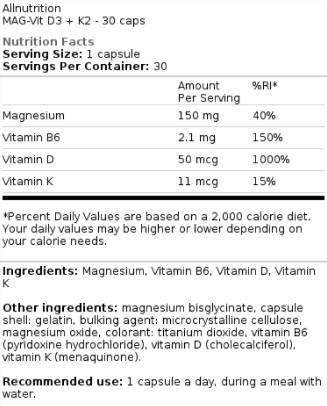 Mag-Vit D3 + K2 30 kapsuly