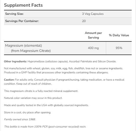 Citrát horečnatý 400 mg - 120 kapsúl