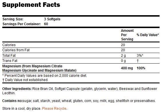 Softgels citrát horečnatého - 180 softgelov