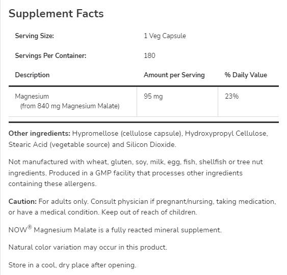 Horčík Malate 840 mg - 180 kapsúl