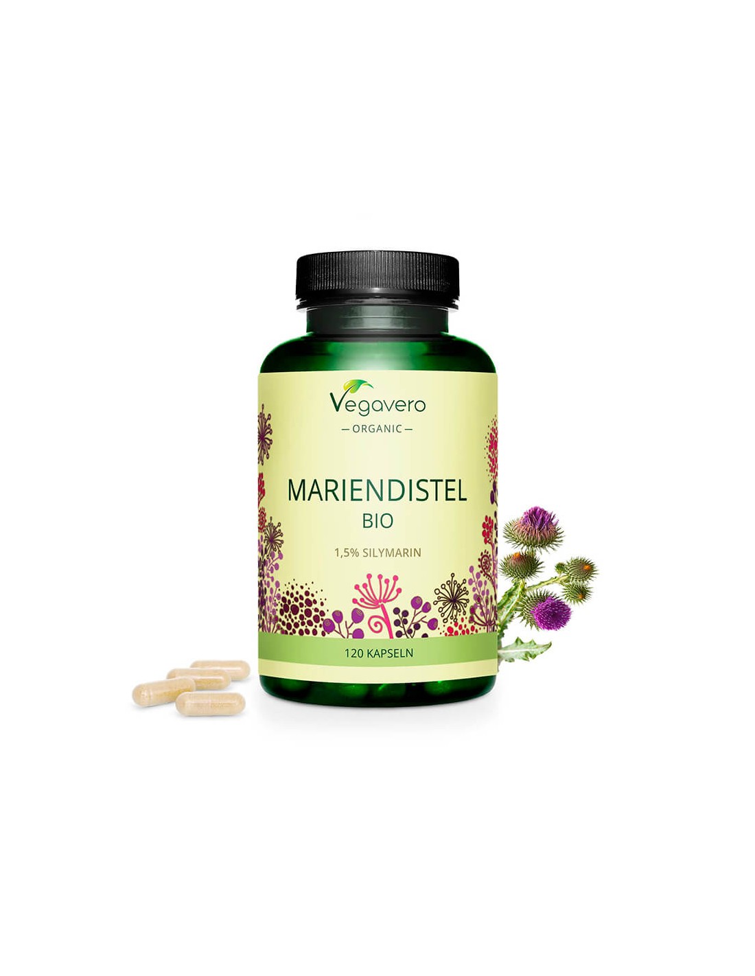 Mariendistel Bio - Bio ostropestrec mariánsky, 120 kapsúl <tc>Vegavero</tc>