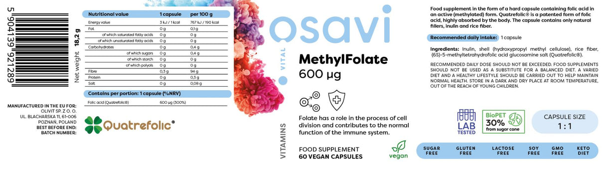 Metylfolát 600 mcg | s quatrefolom® - 60 kapsúl