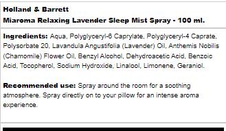 Relaxačný levanduľa Miaroma Sprej na spánok - 100 ml