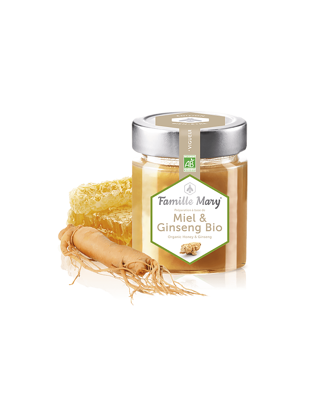 Miel & Ginseng Bio / Organic Med z Forest Flowers + Ginseng, 170 G Famille Mary