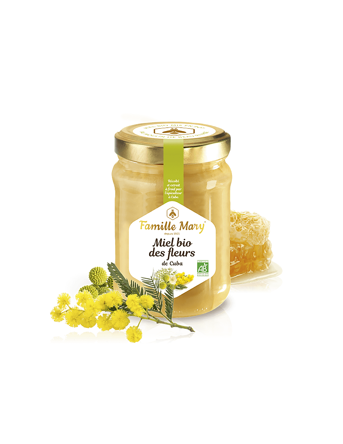 Organic Royal Palm and Mimosa Honey (z ostrova Kuba) - Miel Bio de Fleurs de Cuba, 230 g