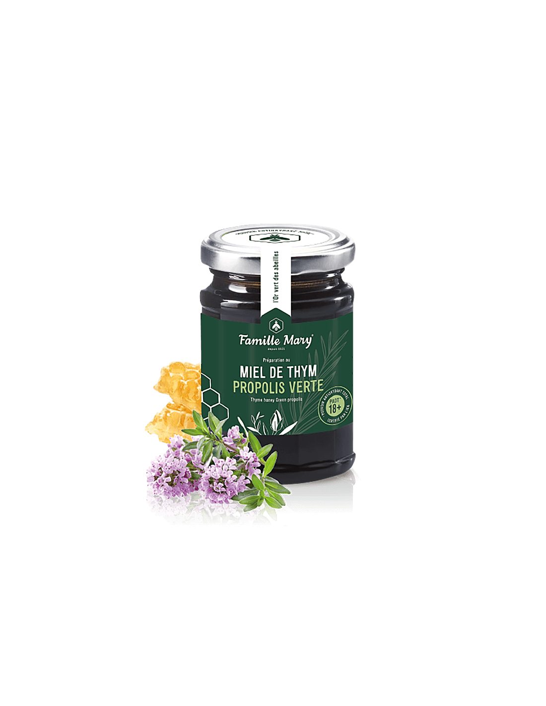 Miel de Thym Propolis Verte / Honey z tymiánu a zeleného propolisu, 200 G Famille Mary