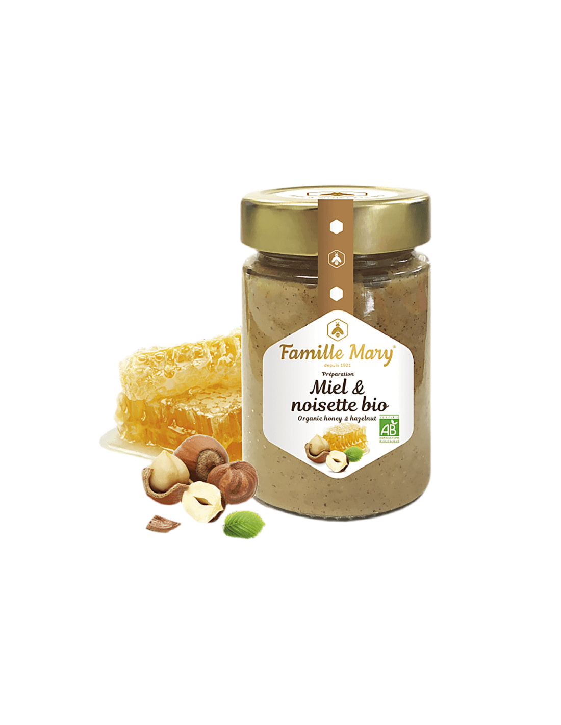 Organický farebný med s lieskovými orechmi - Miele et Noisette Bio, 240 g