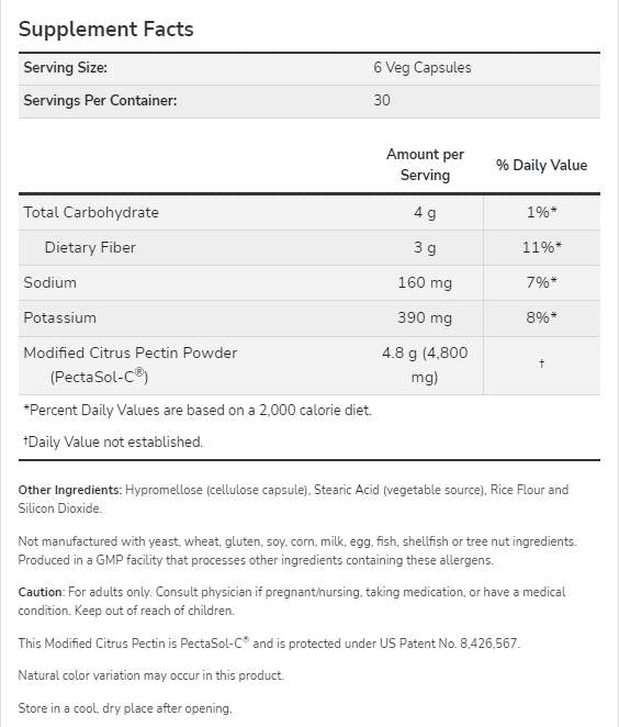 Modifikovaný citrusový pektín 800 mg | Pectasol -C® - 180 kapsúl