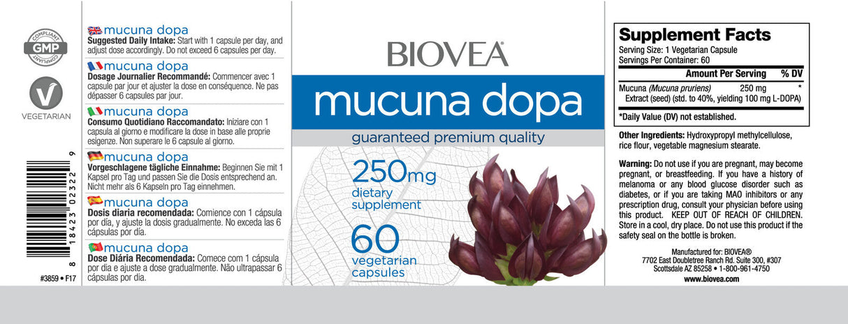 Mucuna DOPA 250 mg / 60 čiapky