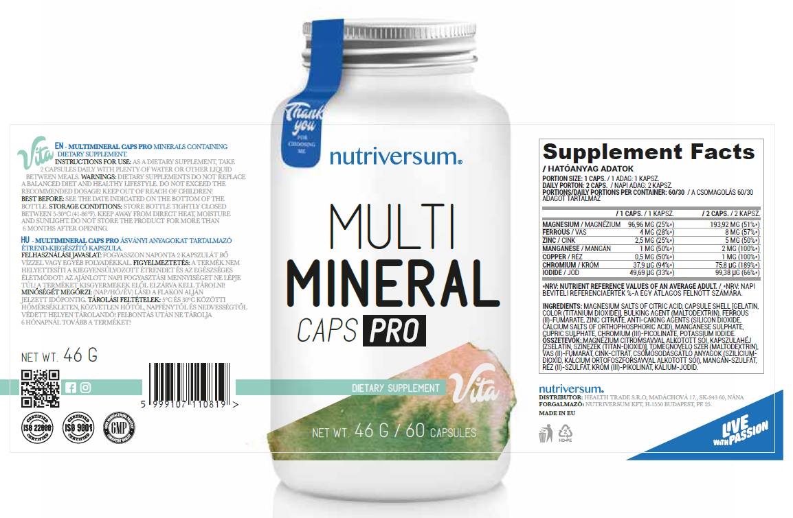 Multiminerálne čiapky Pro - 60 kapsúl