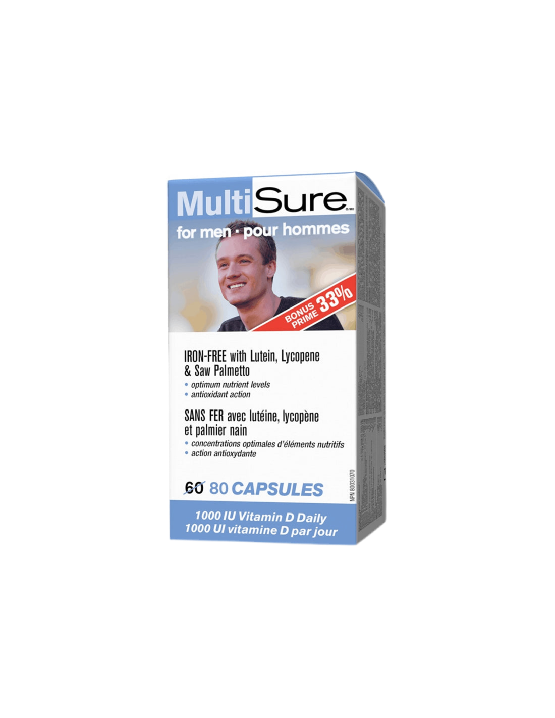 MultiSure® Muži / multivitamíny pre mužov (s luteínom, lykopénom a pílkou), 80 kapsúl
