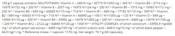 Multivitamínové komprimované čiapky - 60 kapsúl