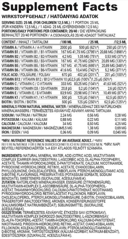 Multivitamínová kvapalina Bez cukru 500 ml