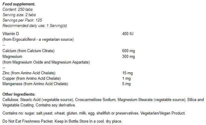 Citrat vápenatý s minerálmi a vitamínom D -2 300 mg - 100 tabliet