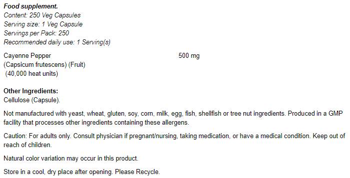 Cayenne 500 mg - 100 kapsúl