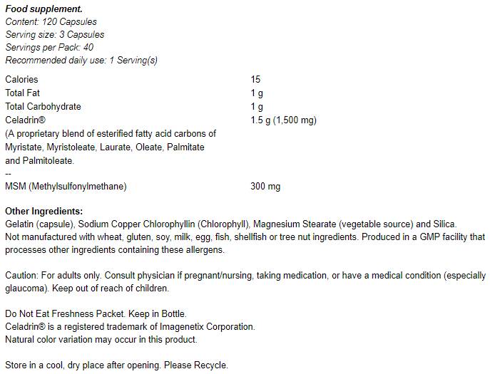 Celadrin a MSM 500 mg - 120 kapsúl