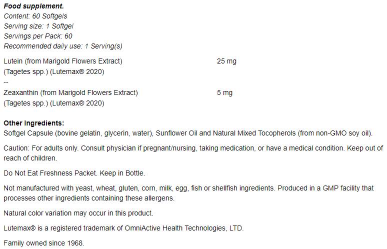 Luteín a zeaxantín - 60 gélových kapsúl