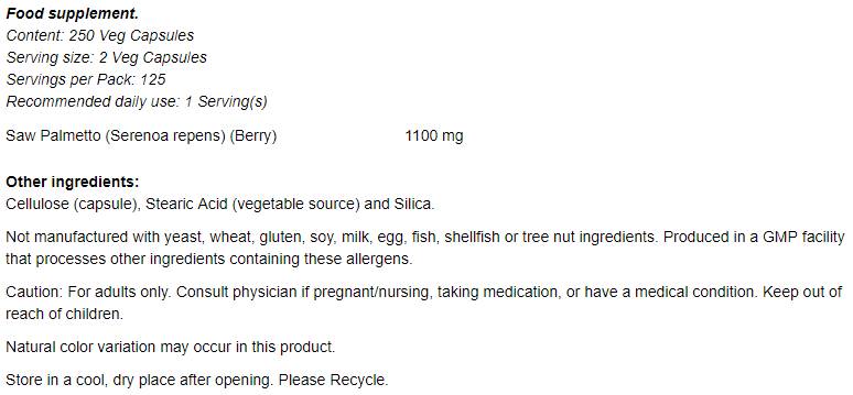 Palmetto bobule 550 mg - 250 kapsúl