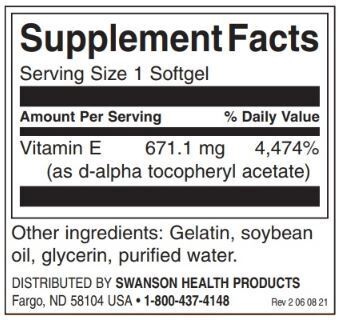 Prírodný vitamín E 1000 IU - 100 gélových kapsúl