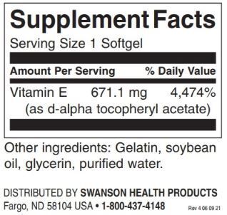 Prírodný vitamín E 1000 IU - 250 gélových kapsúl